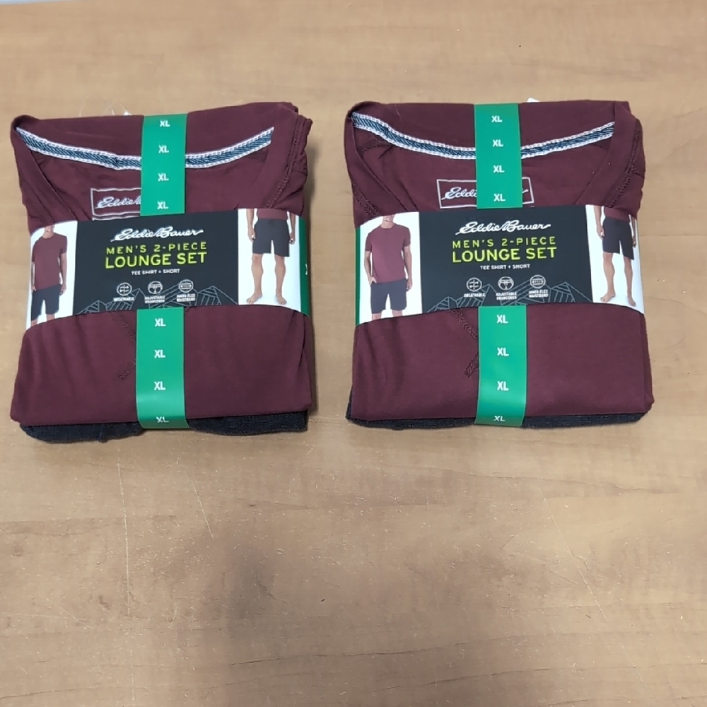 Eddie Bauer Men's 2-Piece Lounge Set - Maroon and Black